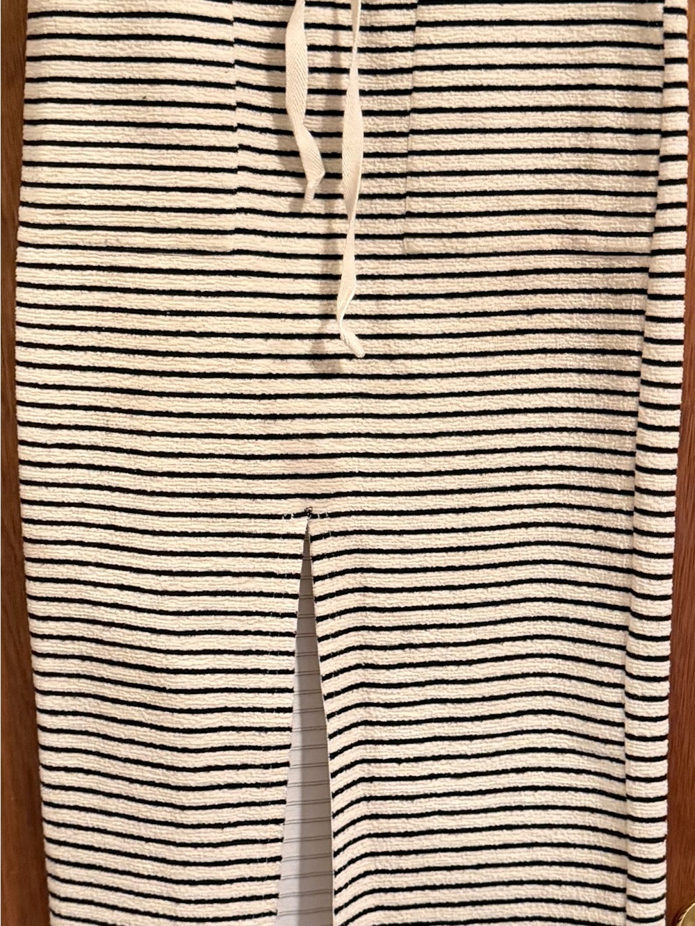 Vici Black and Cream Striped Knit Skirt